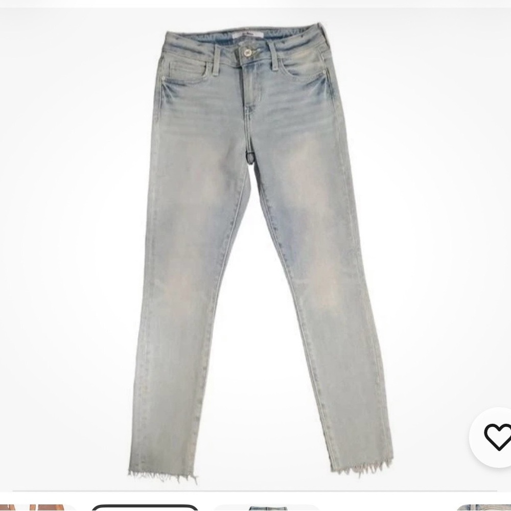 Sam Edelman Light Blue Cropped Jeans with slit fringe bottoms